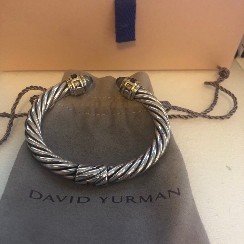 David Yurman Renaissance Bracelet 8.5 mm-blue topaz, gold trim - Picture 4 of 7